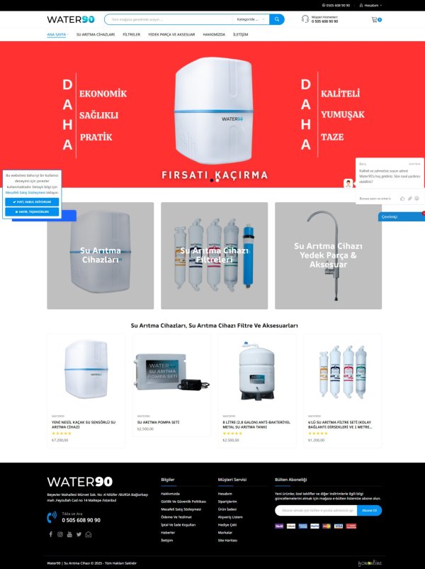 E-Ticaret Sitesi water90.com Web Site Tasarımı & Yazılımı