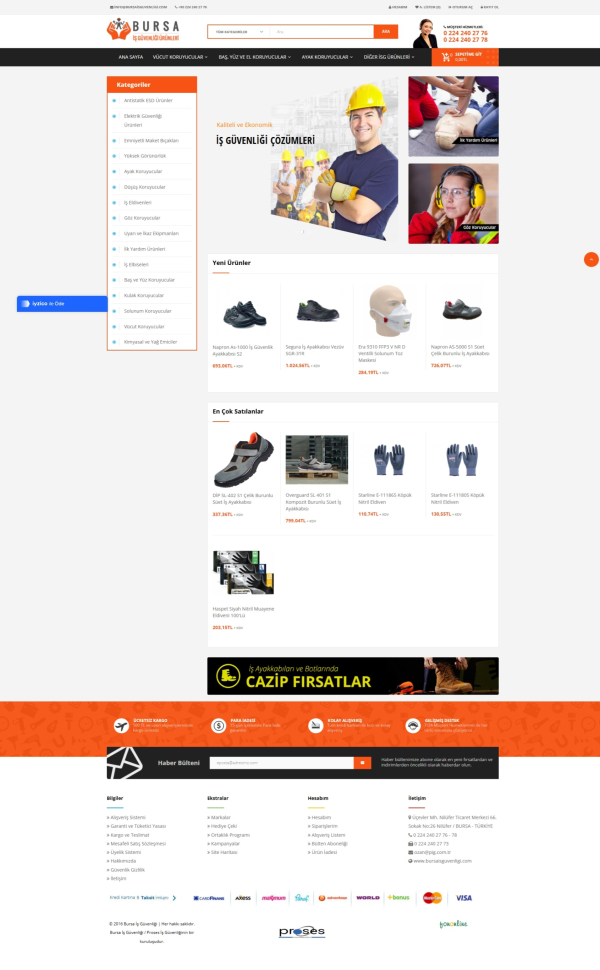 E-Ticaret Sitesi bursaisguvenligi.com Web Site Tasarımı & Yazılımı